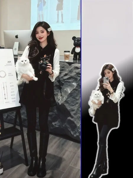 New Chinese Sle plus Size Set Long Sve Inner Wear Slimming Layering Svel Vest irt Two Piece Set Spring Faion
New Chinese Sle plus Size Set Long Sve Inner Wear Slimming Layering Svel Vest irt Two Piece Set Spring Faion