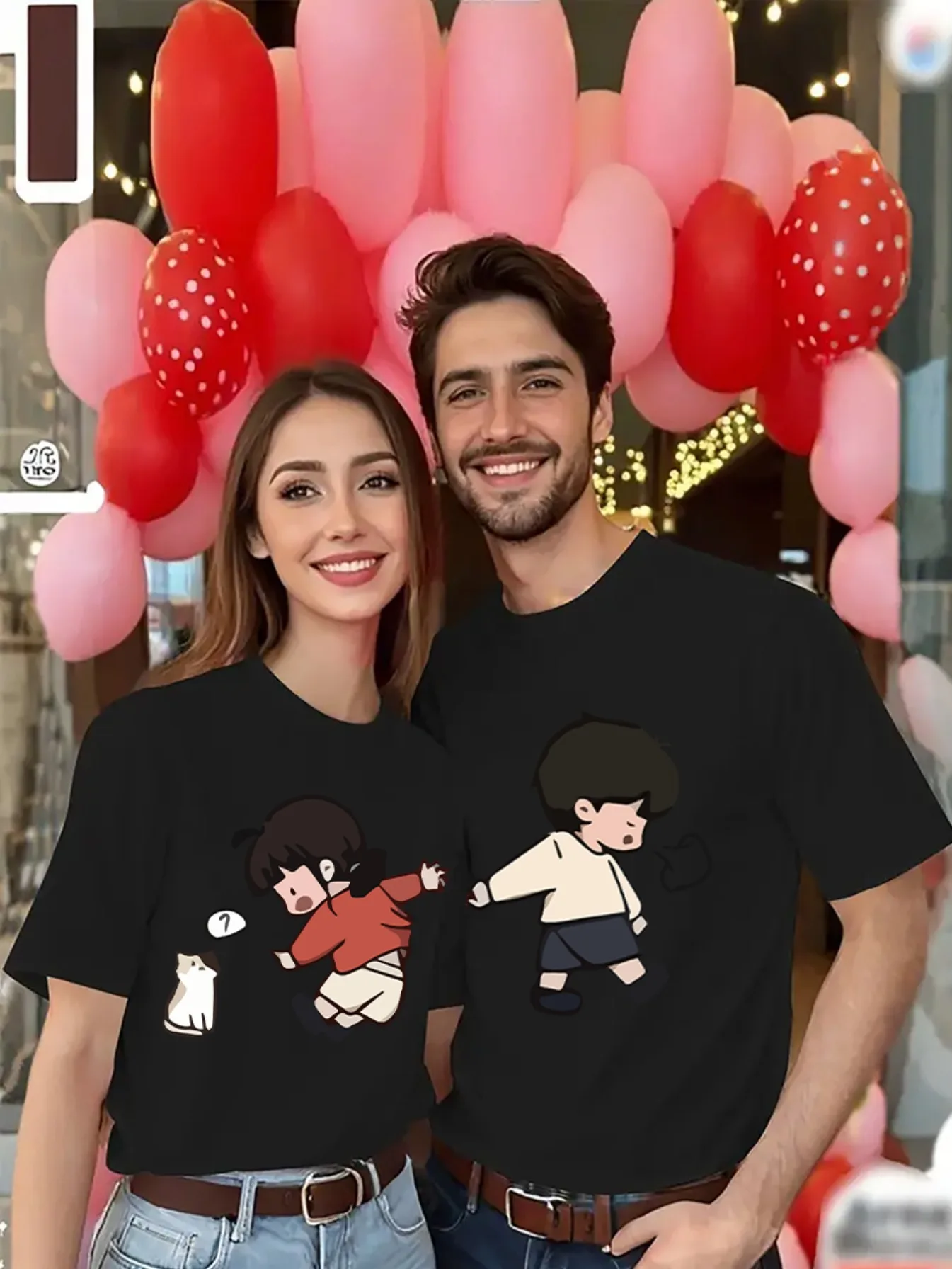 1 He and She Cartoon Printed T-Shirt - Men's and Women's Fun Red Spring/Summer Crew Neck Casual Top
1 He and She Cartoon Printed T-Shirt - Men's and Women's Fun Red Spring/Summer Crew Neck Casual Top