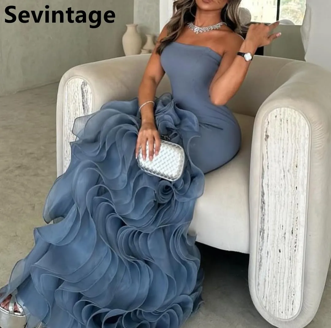 Sevintage 2025 Steel Blue Mermaid Ruffles Strapless Prom Dress Fashionable Evening Dresses Formal Party Gown Customized
Sevintage 2025 Steel Blue Mermaid Ruffles Strapless Prom Dress Fashionable Evening Dresses Formal Party Gown Customized