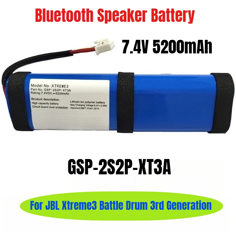 7.4V 5200mAh for JBL Xtreme3 Battle Drum 3rd Generation Bluetooth Speaker Battery GSP-2S2P-XT3A
7.4V 5200mAh for JBL Xtreme3 Battle Drum 3rd Generation Bluetooth Speaker Battery GSP-2S2P-XT3A