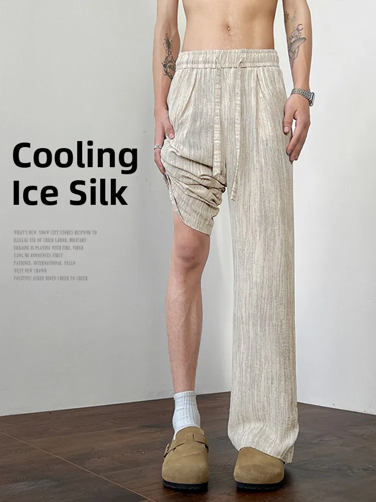 Летние тонкие широкие брюки из ледяного шелка, свободный крой, прямой крой, текстура, ощущение, мужские повседневные брюки, модные городские брюки...
Летние тонкие широкие брюки из ледяного шелка, свободный крой, прямой крой, текстура, ощущение, мужские повседневные брюки, модные городские брюки...