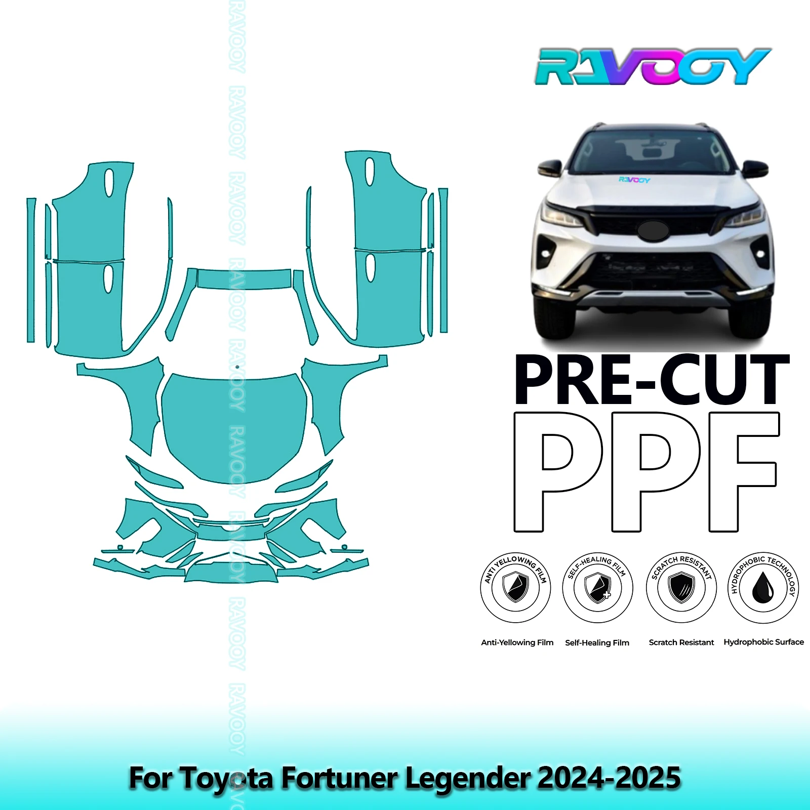 8.5Mil Precut Paint Protection Film PPF Clear Bra Front Kit+Doors For Toyota Fortuner Legender 2024-2025
8.5Mil Precut Paint Protection Film PPF Clear Bra Front Kit+Doors For Toyota Fortuner Legender 2024-2025