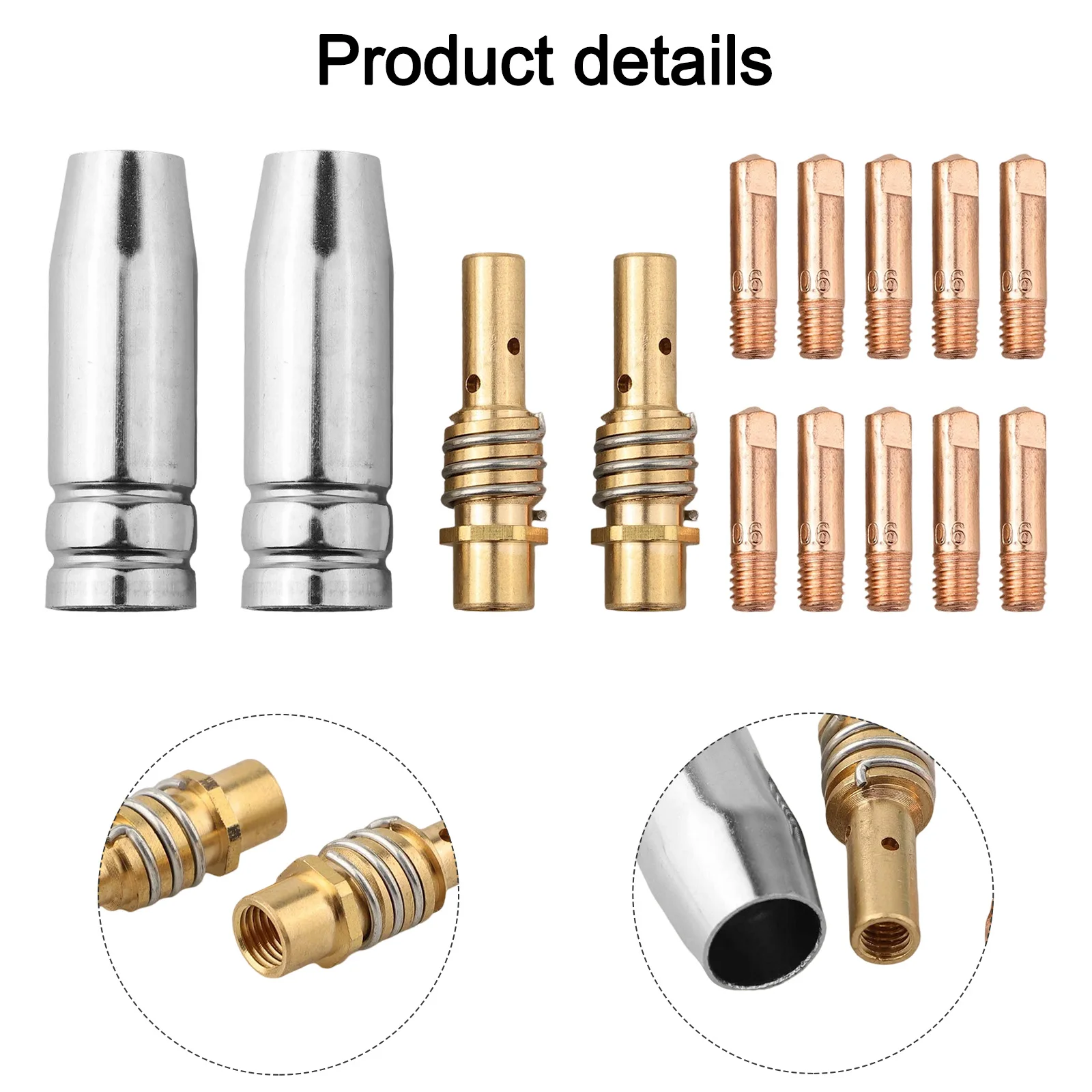 Replacement Part Set 14pcs MIG Welder Accessories for MB15 AK Including Multiple Sizes of Contact Tips and Brass Diffuser
Replacement Part Set 14pcs MIG Welder Accessories for MB15 AK Including Multiple Sizes of Contact Tips and Brass Diffuser