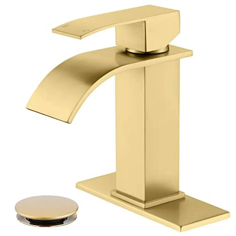 Waterfall Faucet for Bathroom Sink, Single Hole Bathroom Faucet with Pop Up Drains and Deck Plate for 3 Hole Insation JXM122BG
Waterfall Faucet for Bathroom Sink, Single Hole Bathroom Faucet with Pop Up Drains and Deck Plate for 3 Hole Insation JXM122BG