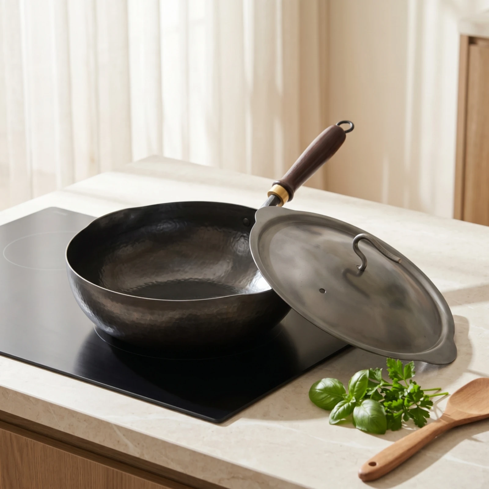 Iron Wok with Lid Uncoated Hammered Iron Wok Cookware Sturdy Flat Bottom for Home Cooks, Stir Frying, High-Heat Cooking
Iron Wok with Lid Uncoated Hammered Iron Wok Cookware Sturdy Flat Bottom for Home Cooks, Stir Frying, High-Heat Cooking