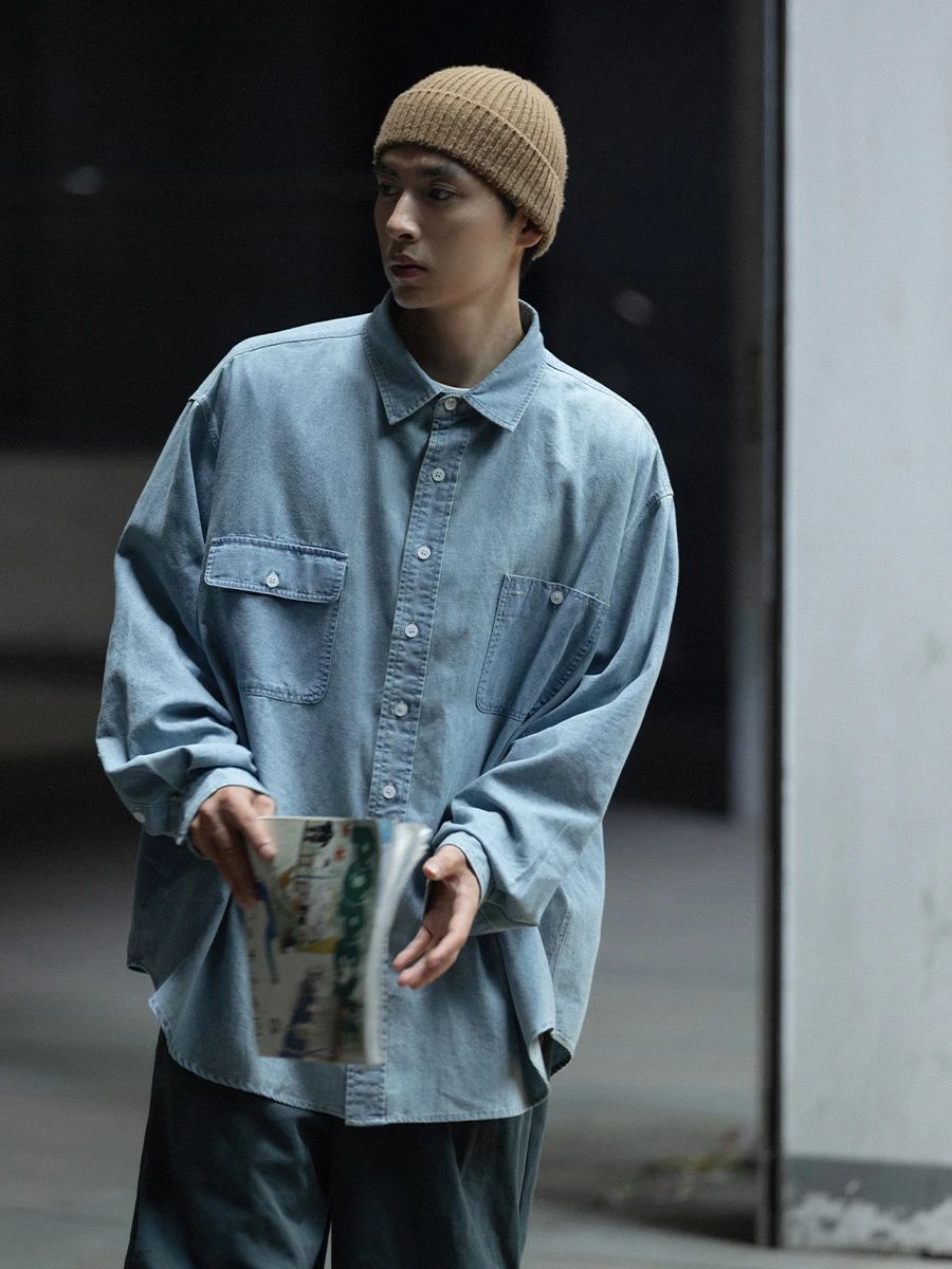 Noears Vintage Light Blue Washed Denim Shirt Men's Loose Japanese Style Cityboy Ins Breathable Cotton Long Sleeve Casual Shirt
Noears Vintage Light Blue Washed Denim Shirt Men's Loose Japanese Style Cityboy Ins Breathable Cotton Long Sleeve Casual Shirt