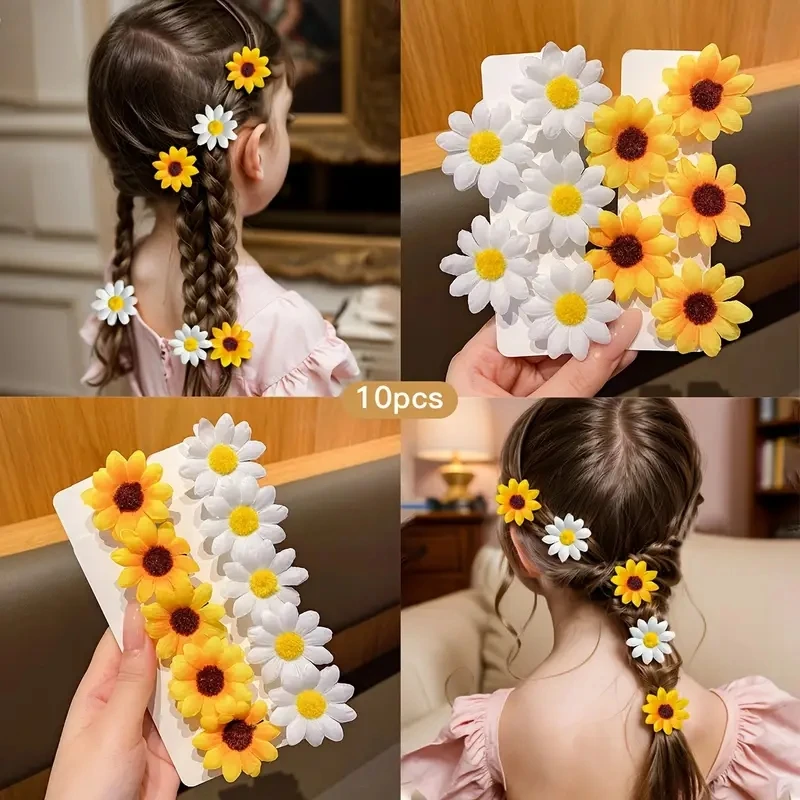 10pcs Girl Hair Clips Daisy and Sunflower Designs Mixed Color Polyester Flower Hair Accessories for Daily Casual Wear Hairpin
10pcs Girl Hair Clips Daisy and Sunflower Designs Mixed Color Polyester Flower Hair Accessories for Daily Casual Wear Hairpin