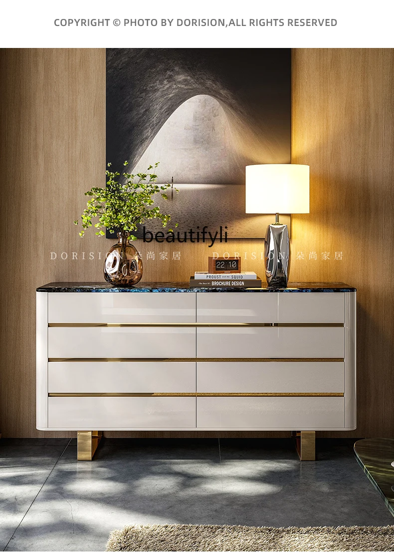 Italian light luxury entrance living room dining side modern simple storage marble solid wood chest
Italian light luxury entrance living room dining side modern simple storage marble solid wood chest