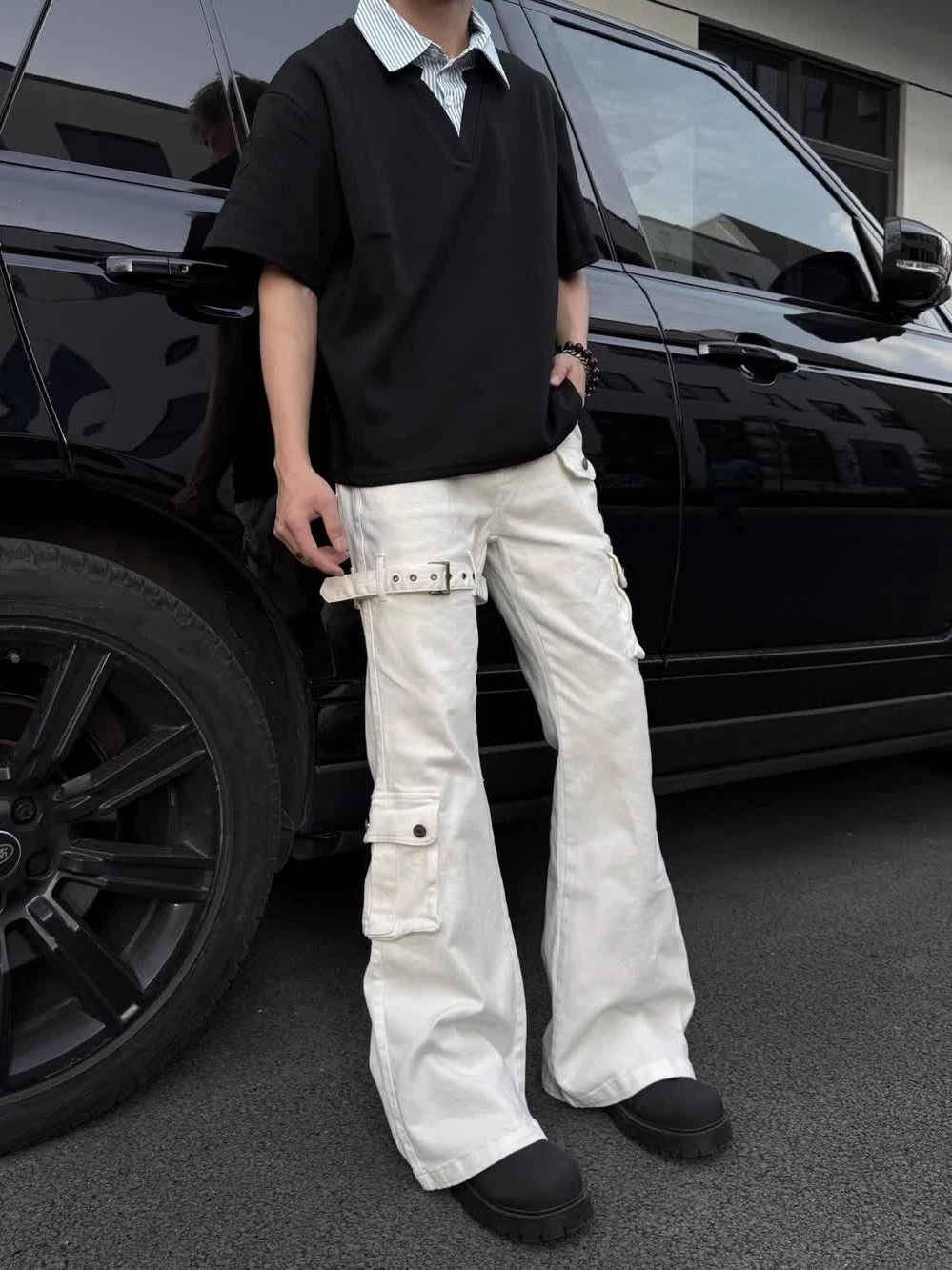 American Style White Vibe Workwear Jeans Men's Cleanfit Bell Bottoms Belted High Street Denim Pants Loose Straight Cut
American Style White Vibe Workwear Jeans Men's Cleanfit Bell Bottoms Belted High Street Denim Pants Loose Straight Cut