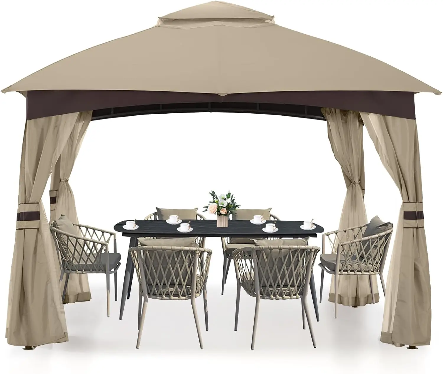 Outdoor Patio Gazebo for Garden with Upgrade Steel Frame and Netting Walls (10x10 Khaki)
Outdoor Patio Gazebo for Garden with Upgrade Steel Frame and Netting Walls (10x10 Khaki)