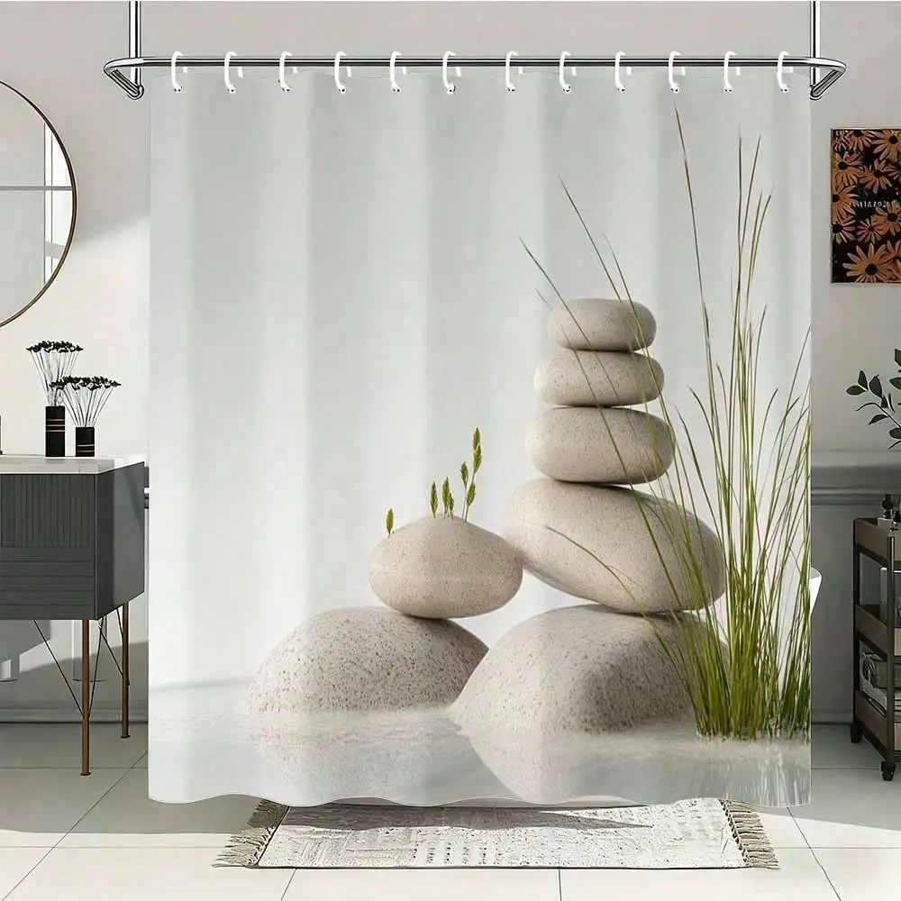 1Pc 71"Wx71"L White Zen Stone Shower Curtain, Lightweight Quick Dry, Easy Hang, Machine Washable, For Spa Bathroom
1Pc 71"Wx71"L White Zen Stone Shower Curtain, Lightweight Quick Dry, Easy Hang, Machine Washable, For Spa Bathroom