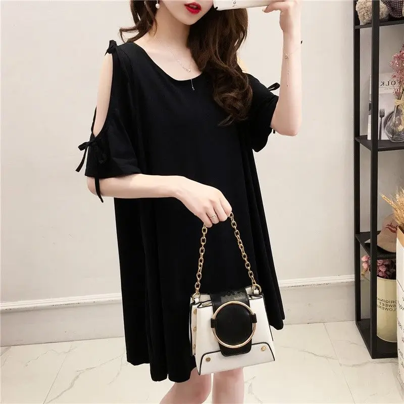 Women Clothing Plus Size Off Shoulder O-neck Street Casual Tops Summer New Short Sleeve Solid Fashion T Shirts Vintage Trend
Women Clothing Plus Size Off Shoulder O-neck Street Casual Tops Summer New Short Sleeve Solid Fashion T Shirts Vintage Trend