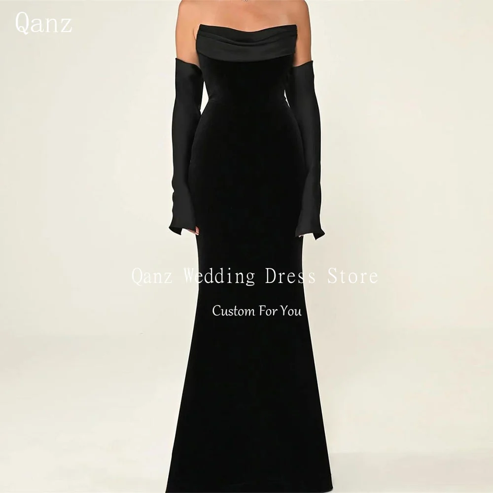 Qanz Vintage Velvet Prom Dress Black Long Sleeves Formal Dubai Evening Dress Mermaid Backless Vestidos De Fiesta Customized
Qanz Vintage Velvet Prom Dress Black Long Sleeves Formal Dubai Evening Dress Mermaid Backless Vestidos De Fiesta Customized
