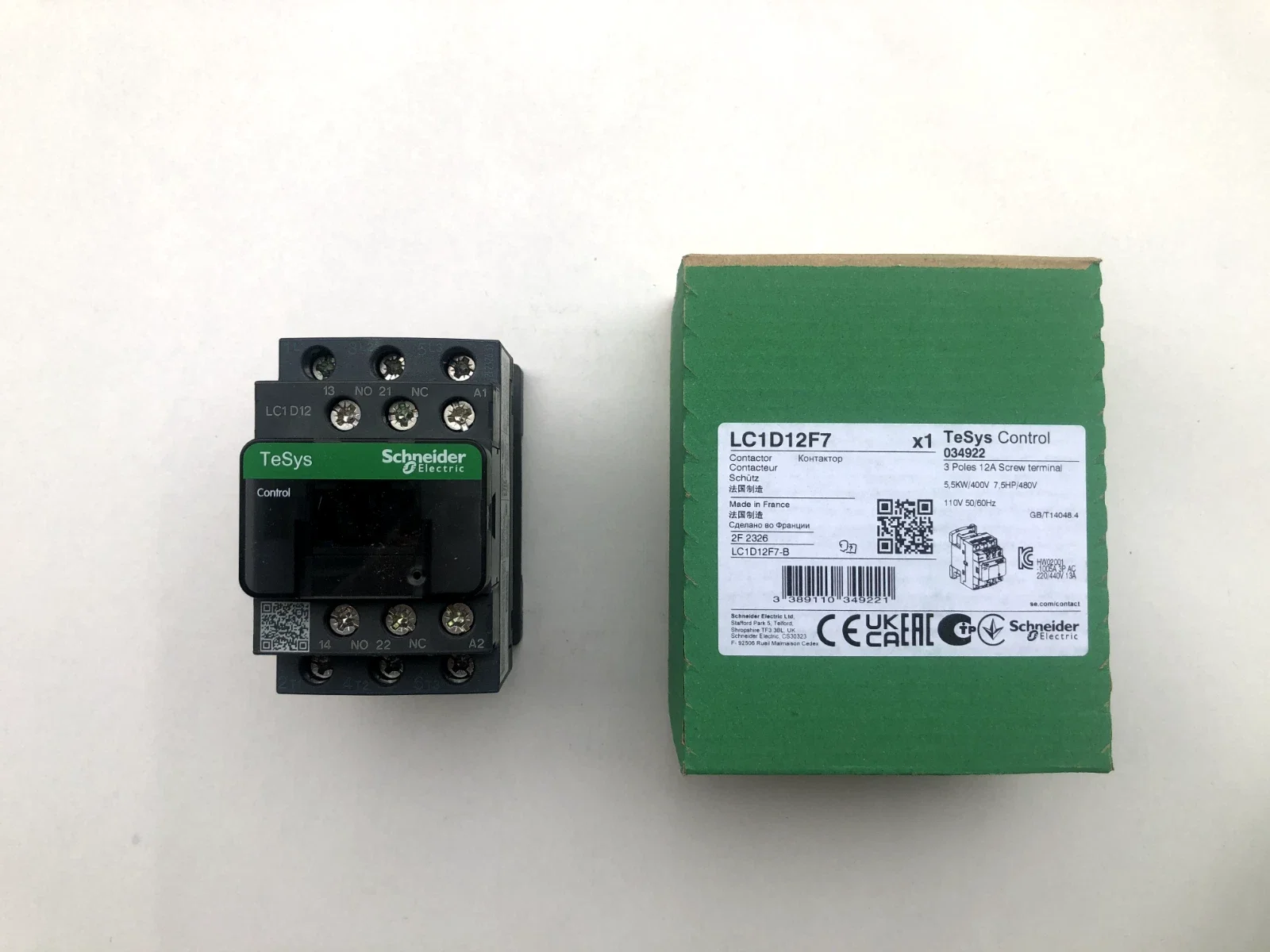 LC1D12 LC1D12F7 contactor - 3P(3 NO) - AC-3 - = 440 V 12 A - 110 V AC coil
LC1D12 LC1D12F7 contactor - 3P(3 NO) - AC-3 - = 440 V 12 A - 110 V AC coil