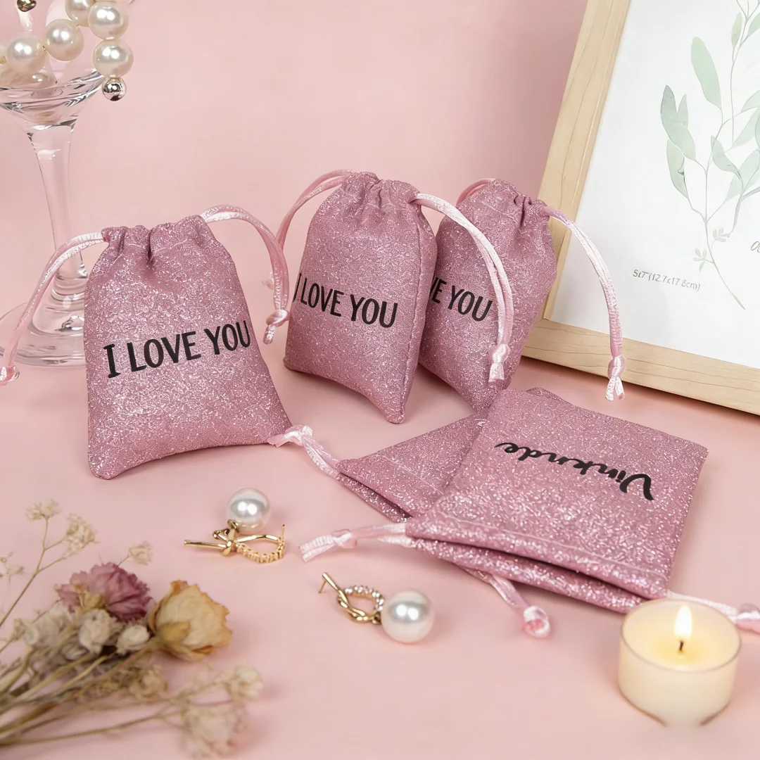 Personalized Logo Pink Shining Suede Drawstring Jewelry Bag - Birthday Christmas Party Gift Pouch Wedding Favors for Guests
Personalized Logo Pink Shining Suede Drawstring Jewelry Bag - Birthday Christmas Party Gift Pouch Wedding Favors for Guests