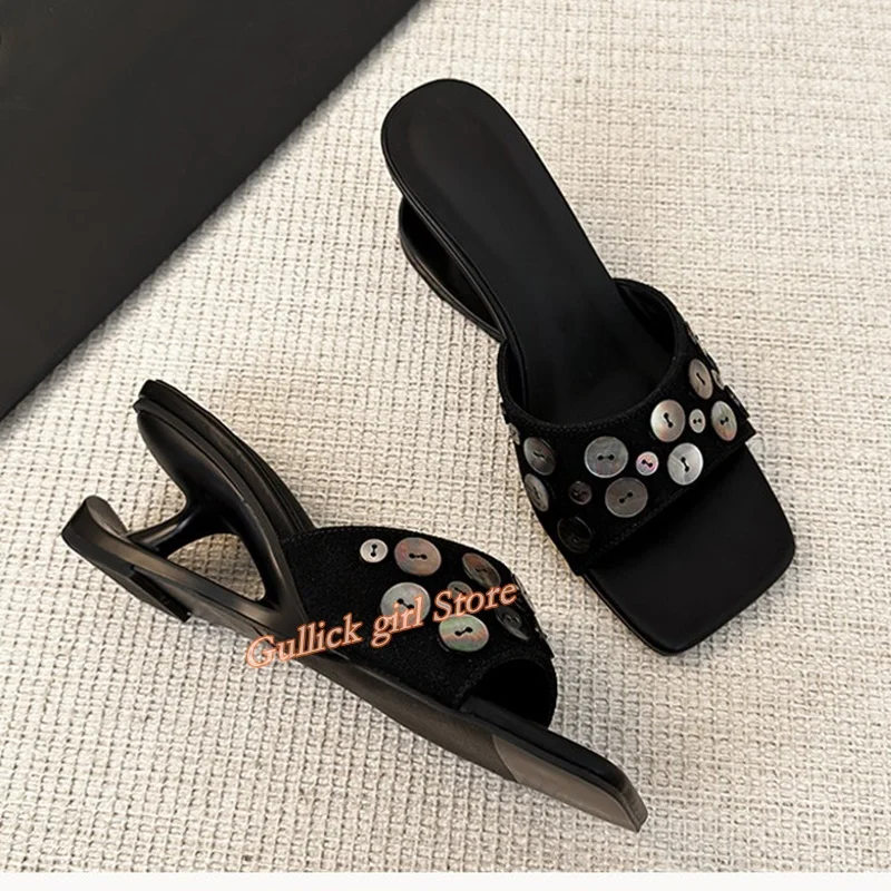 Glitter Black Suede Square Toe Slippers Slip On Runway 2026 Summer Women Strange Style Real Picture Handmade Shoes
Glitter Black Suede Square Toe Slippers Slip On Runway 2026 Summer Women Strange Style Real Picture Handmade Shoes