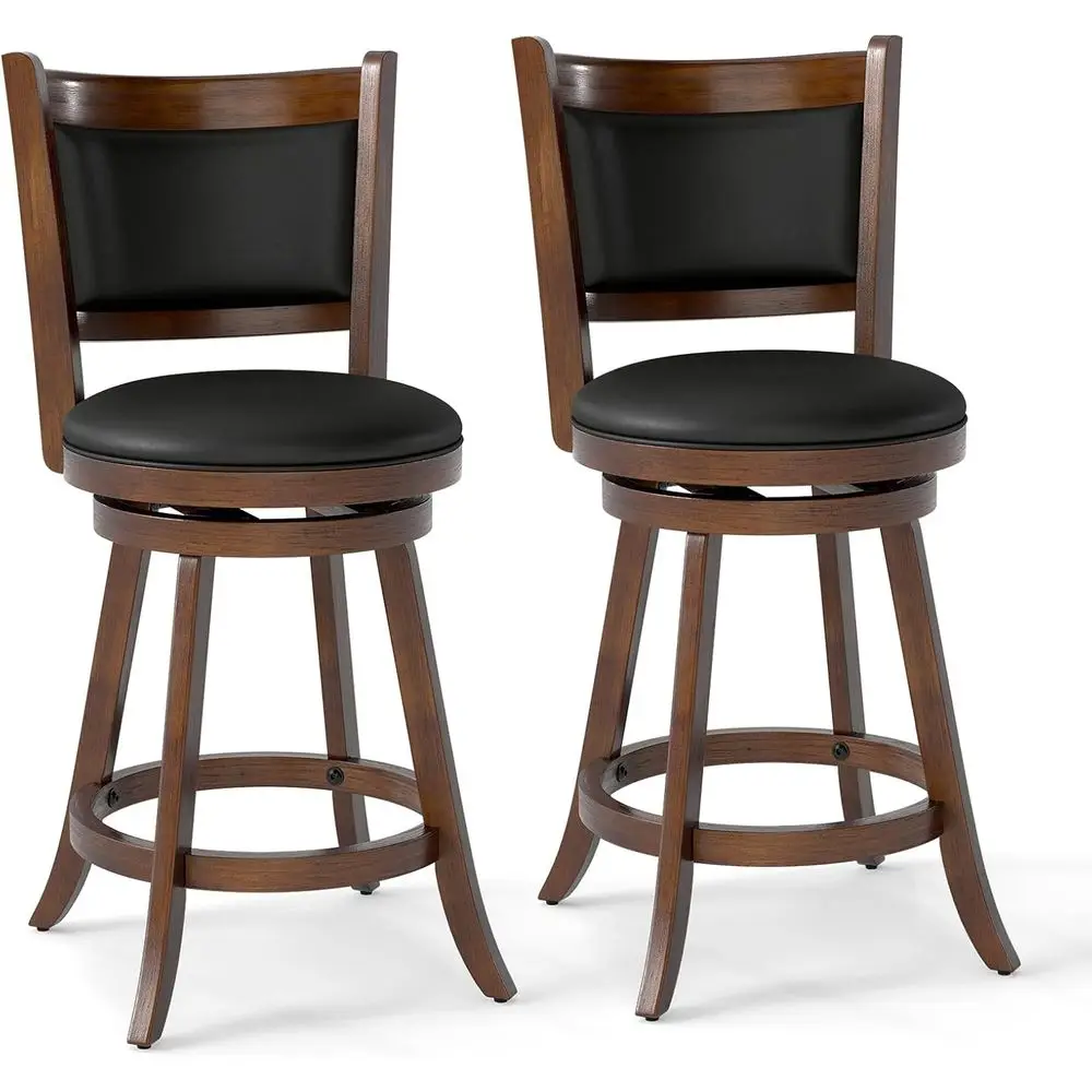 Set of 2 Swivel Bar Stools, 360° Rotation, Wooden Seat, Leather Cushion, 24 Height for Dining and Living Rooms
Set of 2 Swivel Bar Stools, 360° Rotation, Wooden Seat, Leather Cushion, 24 Height for Dining and Living Rooms