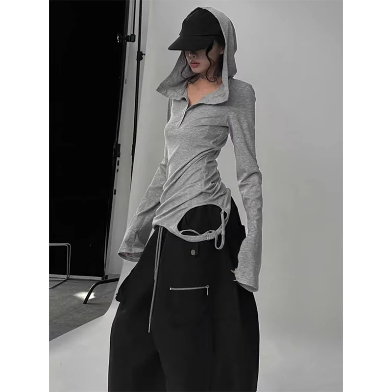 Y2K Aesthetic Hooded T Shirts Women Harajuku Gothic Hole White Tops Summer Gyaru Streetwear Grunge Long Sleeve Design Slim Tees
Y2K Aesthetic Hooded T Shirts Women Harajuku Gothic Hole White Tops Summer Gyaru Streetwear Grunge Long Sleeve Design Slim Tees