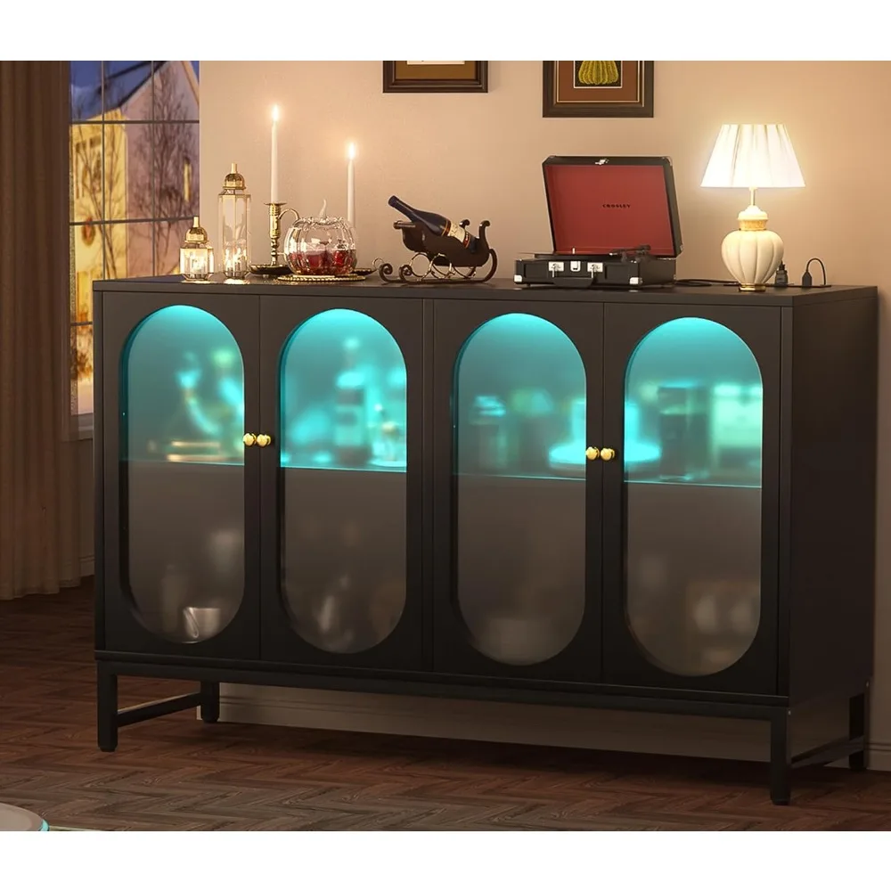 Sideboard Buffet Cabinet with Power Outlet, Accent Cabinet with LED Light, 4 Doors, Kitchen Sideboard Storage Cabinet Console
Sideboard Buffet Cabinet with Power Outlet, Accent Cabinet with LED Light, 4 Doors, Kitchen Sideboard Storage Cabinet Console