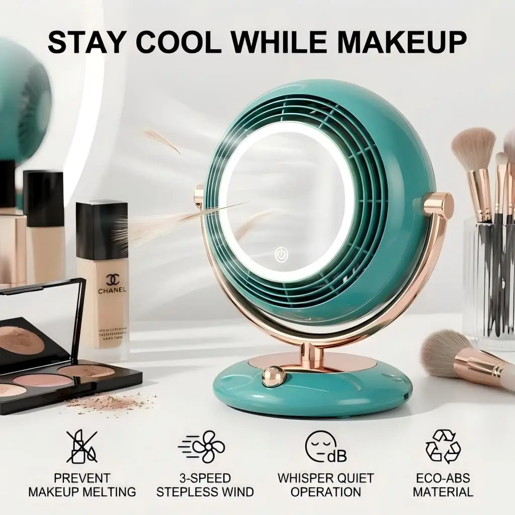 Desktop Portable Makeup Mirror with Built-In Led Light, Small Retro Fan, Rotatable Head, USB Charging, Large Capacity, Long Battery Life, Three-Speed Adjustment, Strong Wind, Comes with Led Makeup Mirror, Led Light Touch Screen Adjustment, Three-Color Lig
Desktop Portable Makeup Mirror with Built-In Led Light, Small Retro Fan, Rotatable Head, USB Charging, Large Capacity, Long Battery Life, Three-Speed Adjustment, Strong Wind, Comes with Led Makeup Mirror, Led Light Touch Screen Adjustment, Three-Color Lig