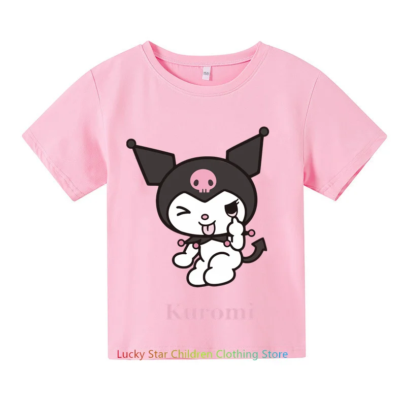 Футболки Hello Kitty Kuromi, детская одежда, модный топ для девочек, детская повседневная Летняя футболка с коротким рукавом и круглым вырезом, комплект топов
Футболки Hello Kitty Kuromi, детская одежда, модный топ для девочек, детская повседневная Летняя футболка с коротким рукавом и круглым вырезом, комплект топов