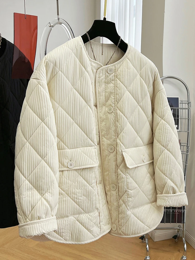 Women's down Cotton Jaet Loose Fit Thi Warm No Collar Winter Outerwear Retro Sle Long Sve Button ket Detail
Women's down Cotton Jaet Loose Fit Thi Warm No Collar Winter Outerwear Retro Sle Long Sve Button ket Detail