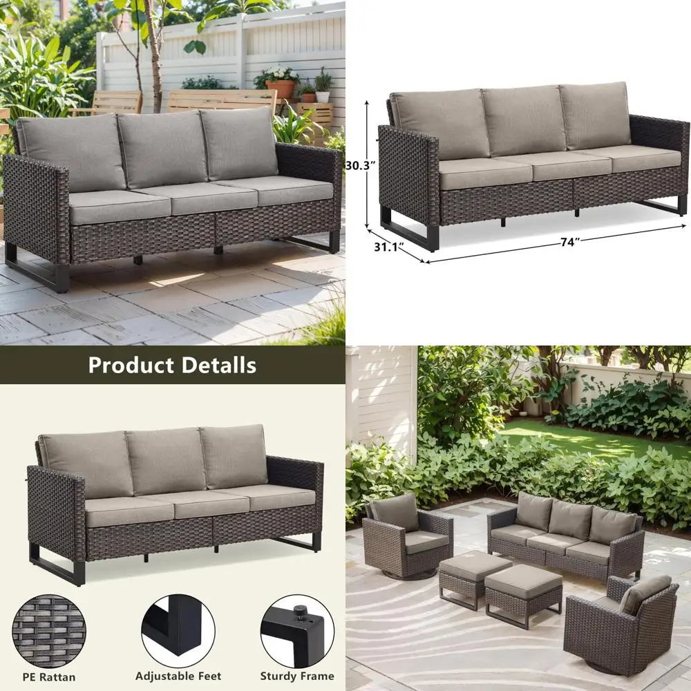 3-местный диван для патио на открытом воздухе с водонепроницаемым ротангом и удобными подушками для расслабляющих пространств на открытом воздухе
3-местный диван для патио на открытом воздухе с водонепроницаемым ротангом и удобными подушками для расслабляющих пространств на открытом воздухе