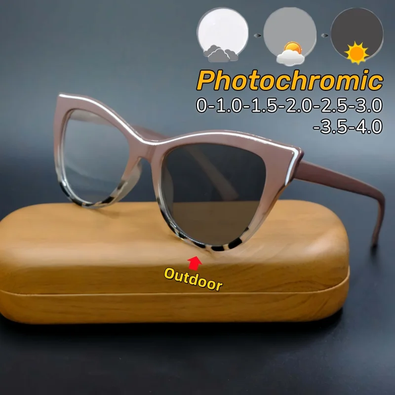Cat Eye Photochromic Myopia Glasses Elegant Versatile Ultra Light Comfortable Eye Protection Short Sight Eyeglasses 0 TO -4.0
Cat Eye Photochromic Myopia Glasses Elegant Versatile Ultra Light Comfortable Eye Protection Short Sight Eyeglasses 0 TO -4.0