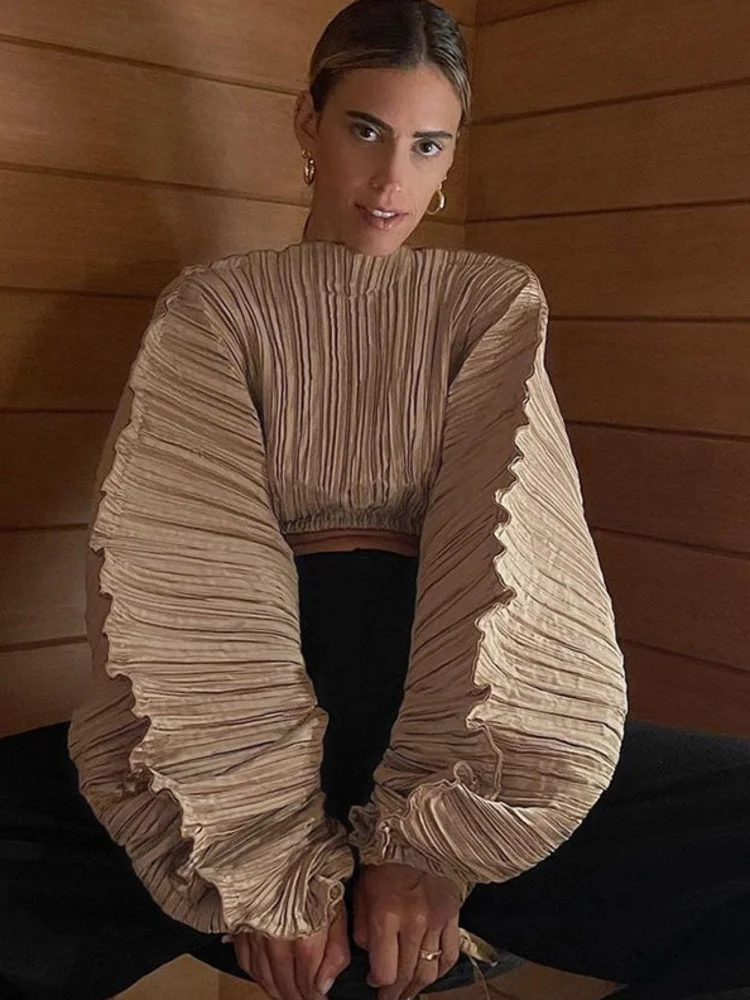 Fashion Women T-shirt Round Neck Loose Pleated Long Sleeve Expose The Navel Solid Color Tops Female Spring 2023 New O305
Fashion Women T-shirt Round Neck Loose Pleated Long Sleeve Expose The Navel Solid Color Tops Female Spring 2023 New O305