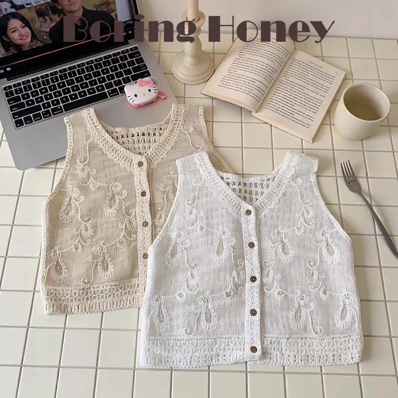 Boring Honey Women's Beaded Crochet Knit Vest Summer Hollow Out Sleeveless Waistcoat Chic Elegant Tank Top Vintage Style Tops
Boring Honey Women's Beaded Crochet Knit Vest Summer Hollow Out Sleeveless Waistcoat Chic Elegant Tank Top Vintage Style Tops