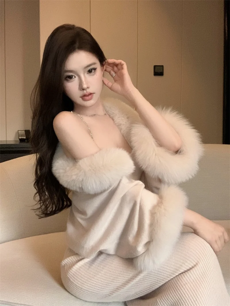 Choco Girl Plush Patchwork Shoulder Shawl Outerwear Women's Spring Inner Chain Strap Dress Two-Piece Set Commute Style Winter...
Choco Girl Plush Patchwork Shoulder Shawl Outerwear Women's Spring Inner Chain Strap Dress Two-Piece Set Commute Style Winter...