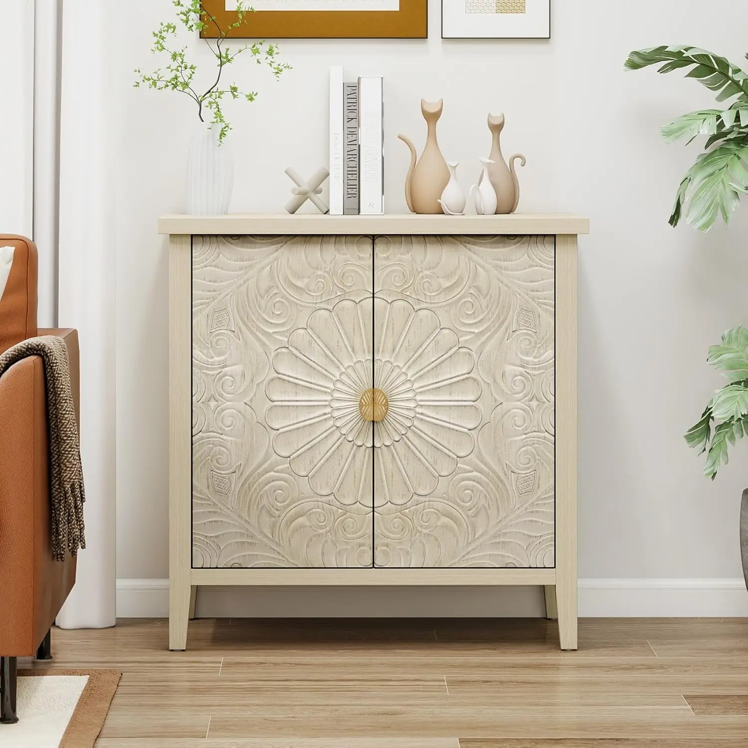 Carved Wood Nightstand Cabinet 2-Door Vintage Sideboard Storage Living Room Entryway Natural, Customized
Carved Wood Nightstand Cabinet 2-Door Vintage Sideboard Storage Living Room Entryway Natural, Customized
