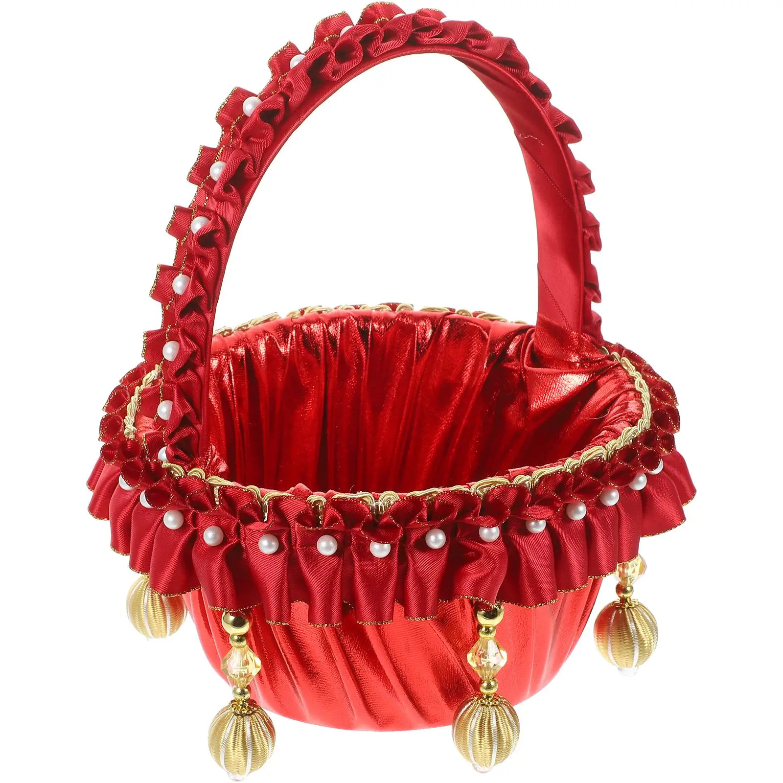 1Pcs Flower Girl Baskets White Gold Wedding Satin Small Storage Basket For Flowers Fruits Candies Home Party Practical
1Pcs Flower Girl Baskets White Gold Wedding Satin Small Storage Basket For Flowers Fruits Candies Home Party Practical