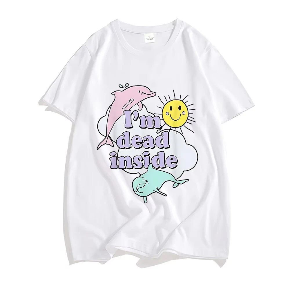 Футболки с изображением дельфина I'm Dead Inside, хлопковые модные футболки, свободные футболки для пар, мужские и женские футболки с короткими рукавами, милая футболка с изображением животных
Футболки с изображением дельфина I'm Dead Inside, хлопковые модные футболки, свободные футболки для пар, мужские и женские футболки с короткими рукавами, милая футболка с изображением животных