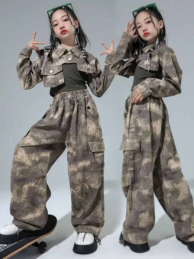 Camo Crop Shirt Girl Jazz Dance Costume Clothes Tank Top Cargo Casual Street Wide Cargo Pants Kids Kpop Hip Hop Clothing
Camo Crop Shirt Girl Jazz Dance Costume Clothes Tank Top Cargo Casual Street Wide Cargo Pants Kids Kpop Hip Hop Clothing