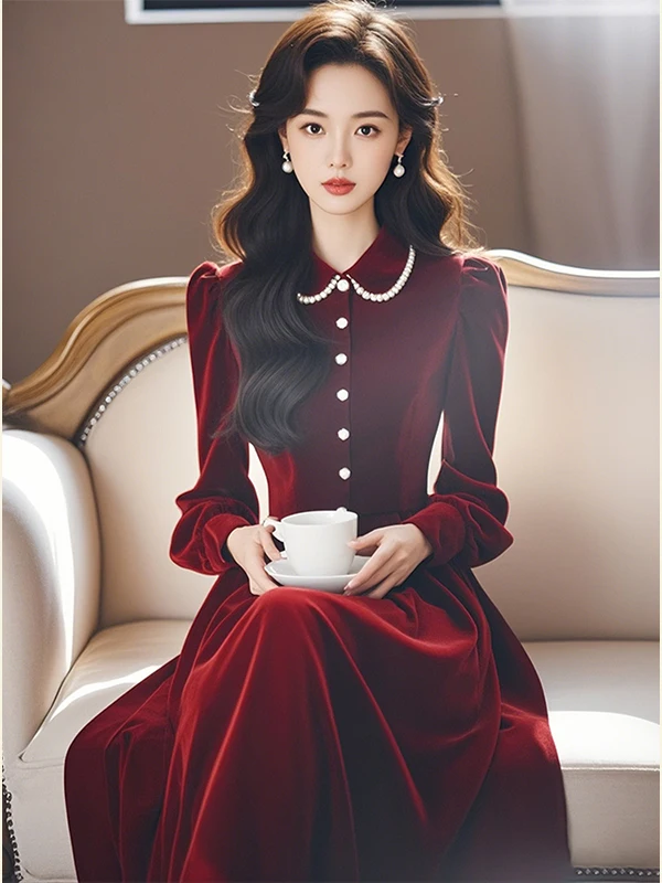 Elegant Velvet Long Dress Korean Style High Waist Button Detail Winter Casual Red Color Women's Premium Luxury Skirt
Elegant Velvet Long Dress Korean Style High Waist Button Detail Winter Casual Red Color Women's Premium Luxury Skirt