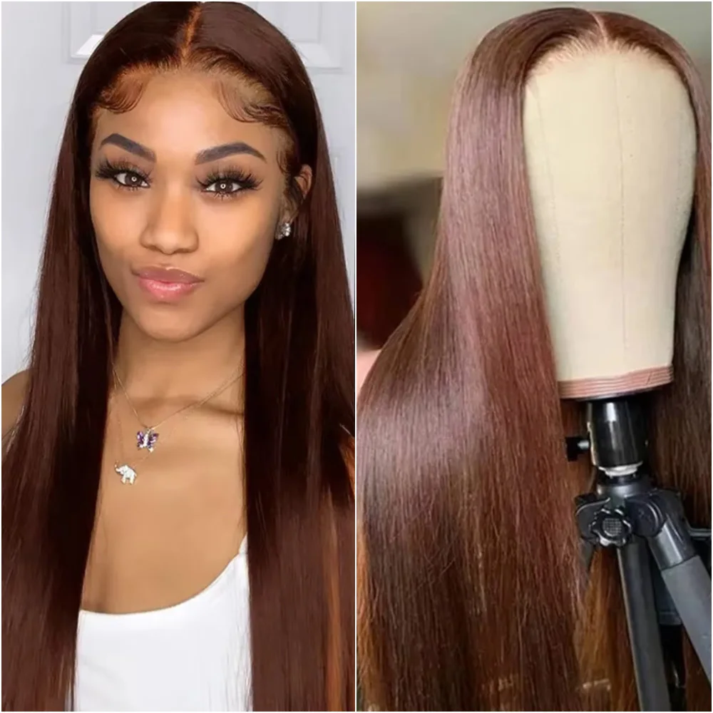13x6 Chocolate Brown Straight Lace Front Wig #4 Colored Human Hair Preplucked 13x4 HD Transparent Lace Frontal Wigs for Women
13x6 Chocolate Brown Straight Lace Front Wig #4 Colored Human Hair Preplucked 13x4 HD Transparent Lace Frontal Wigs for Women