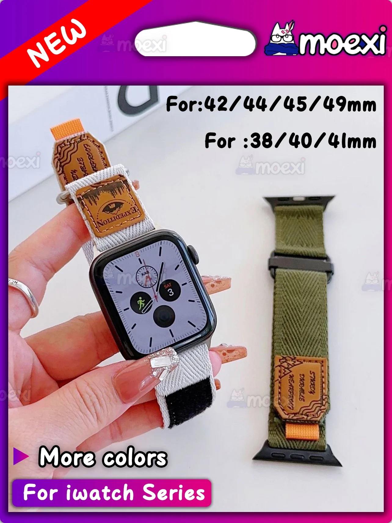 Ремешок нейлоновый для Apple Watch 9 8 7 6 5 4 3 2 SE, классный спортивный сверхмягкий браслет-наклейка для уличных часов, 41 мм 49 45 44 42 40 38 мм
Ремешок нейлоновый для Apple Watch 9 8 7 6 5 4 3 2 SE, классный спортивный сверхмягкий браслет-наклейка для уличных часов, 41 мм 49 45 44 42 40 38 мм