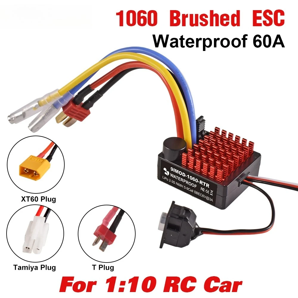 9IMOD 1060 RTR 60A ESC Brushed Electronic Speed Controller 2-3S LiPo Waterproof BEC 6V3A for 1/10 Axial SCX10 TRX4 TRX6 D90 HPI
9IMOD 1060 RTR 60A ESC Brushed Electronic Speed Controller 2-3S LiPo Waterproof BEC 6V3A for 1/10 Axial SCX10 TRX4 TRX6 D90 HPI