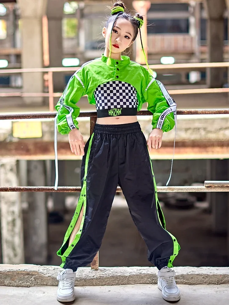 2023 Kids Hip Hop Clothing Girls Modern Jazz Dance Costume Green Long Sleeves Tops Black Pants Streetwear Concert Stage Outfit
2023 Kids Hip Hop Clothing Girls Modern Jazz Dance Costume Green Long Sleeves Tops Black Pants Streetwear Concert Stage Outfit