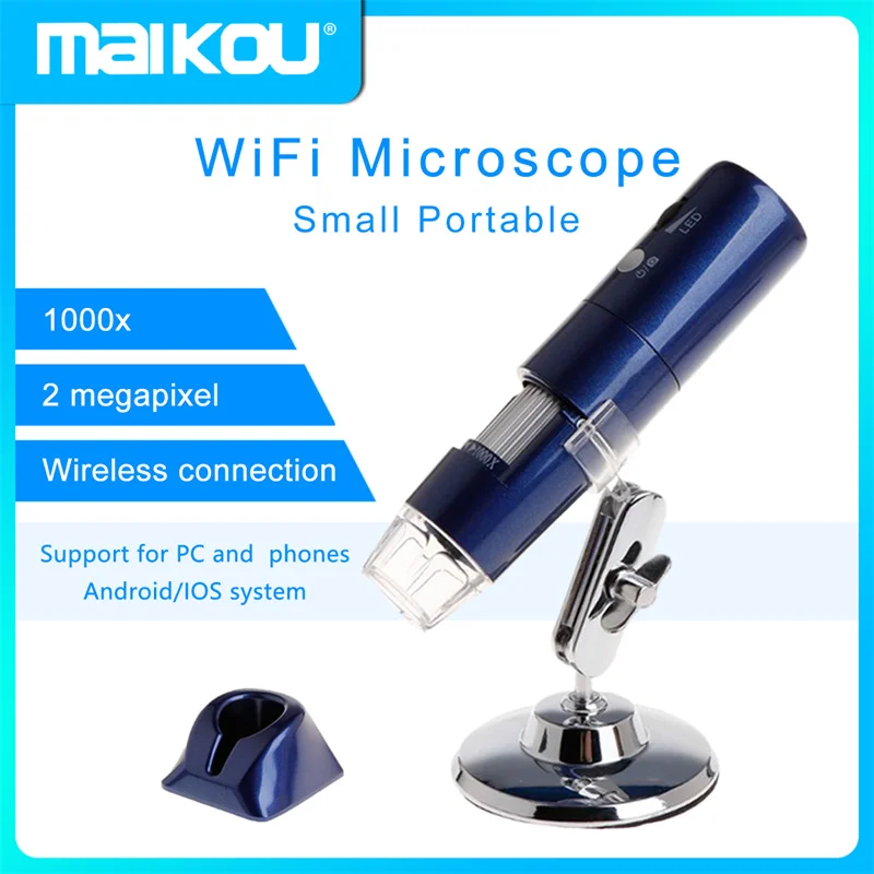1080P WIFI Digital 1000x Microscope with Adjustable 8 LED Lights Portable Magnifier for IOS/Android Tablet/Phone
1080P WIFI Digital 1000x Microscope with Adjustable 8 LED Lights Portable Magnifier for IOS/Android Tablet/Phone