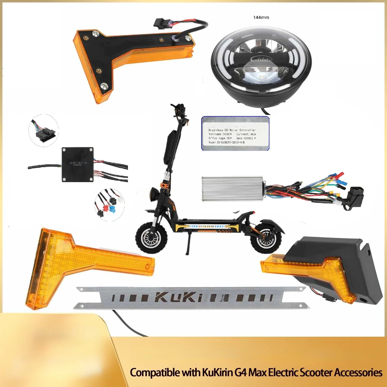 For Kukirin G4 Max Electric Scooter Controller Adapter Cable Headlight and Left/Right Side Light Module
For Kukirin G4 Max Electric Scooter Controller Adapter Cable Headlight and Left/Right Side Light Module