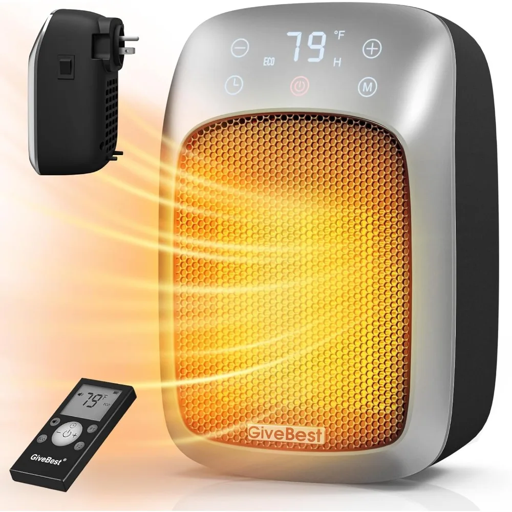 Plug-in wall-mounted space heater with remote control, adjustable thermostat, memory function, 12-hour timer and LED display.
Plug-in wall-mounted space heater with remote control, adjustable thermostat, memory function, 12-hour timer and LED display.