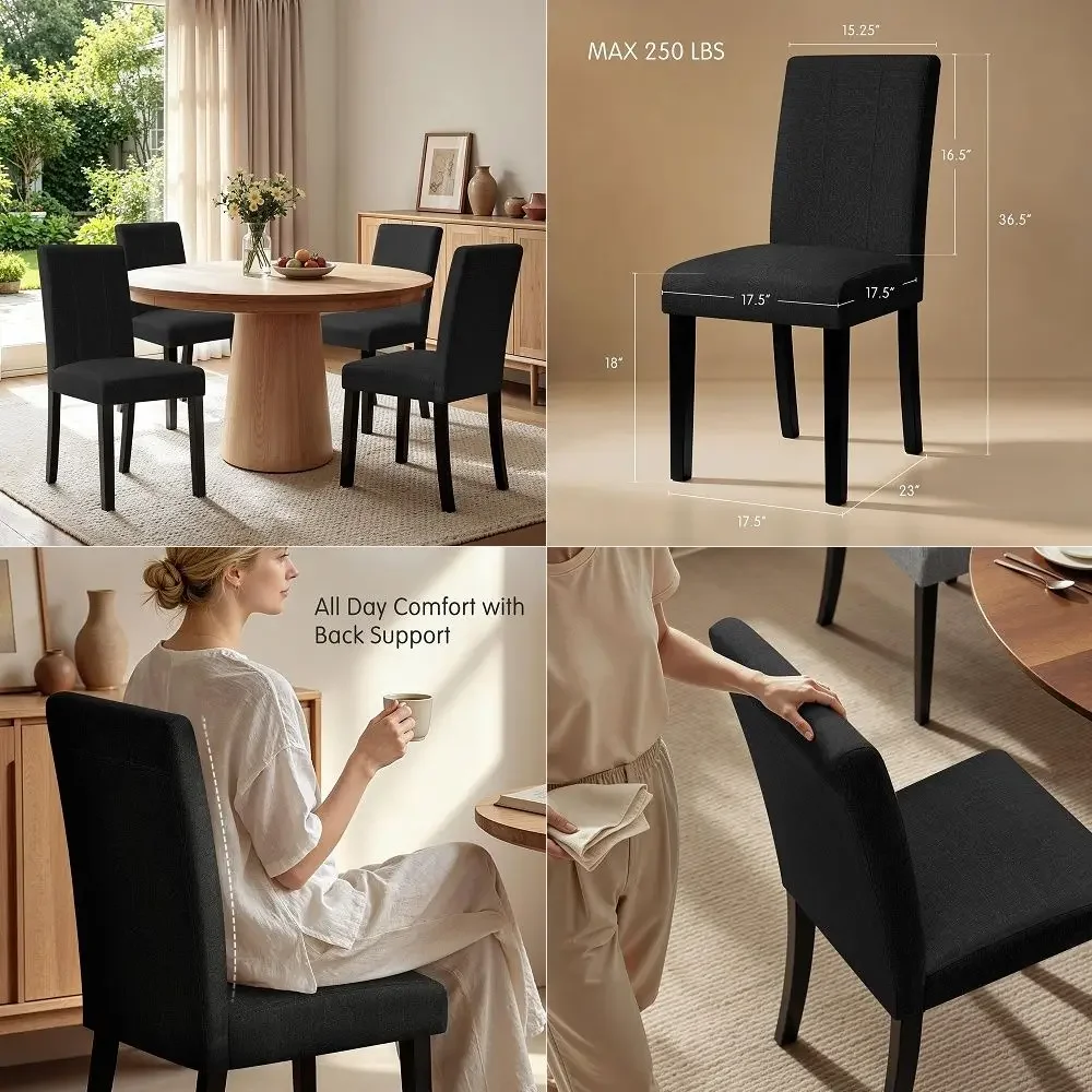 Dining Chairs Set of 6, MidCentury Modern Wooden Fabric Upholstered Kitchen Chairs with Curve Back, Dining Room Chairs for Livi
Dining Chairs Set of 6, MidCentury Modern Wooden Fabric Upholstered Kitchen Chairs with Curve Back, Dining Room Chairs for Livi