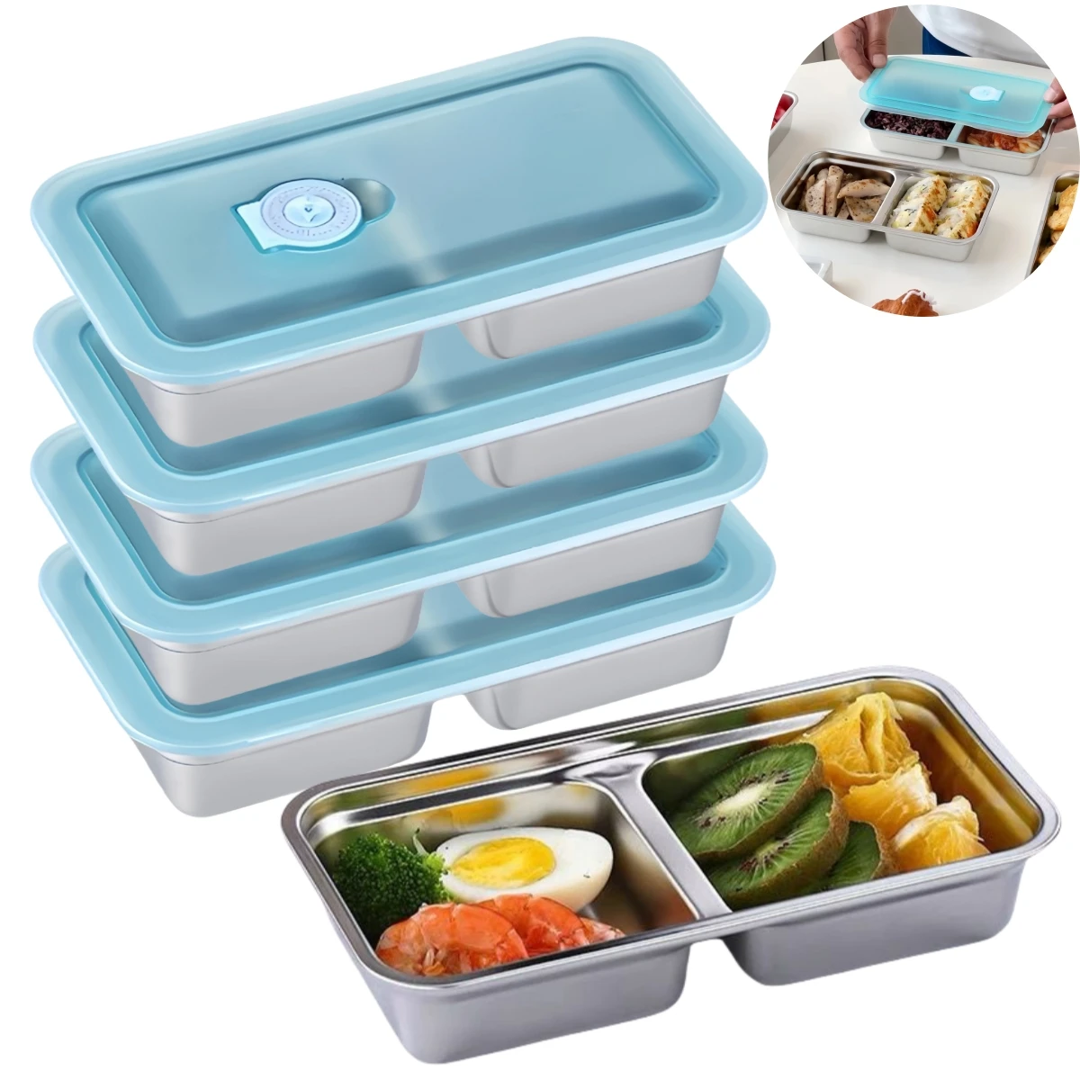 4Pcs Snack Containers Stainless Steel Small Food Box Double Compartment With Lid Household Leak-Proof Seal Fresh-keeping Box
4Pcs Snack Containers Stainless Steel Small Food Box Double Compartment With Lid Household Leak-Proof Seal Fresh-keeping Box