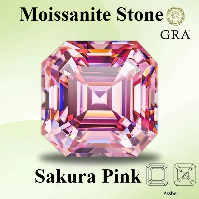 Moissanite Diamond Sakura Pink Color Asscher Cut Lab Created Gemstone for DIY Jewelry Rings Earrings Making with GRA Certificate
Moissanite Diamond Sakura Pink Color Asscher Cut Lab Created Gemstone for DIY Jewelry Rings Earrings Making with GRA Certificate