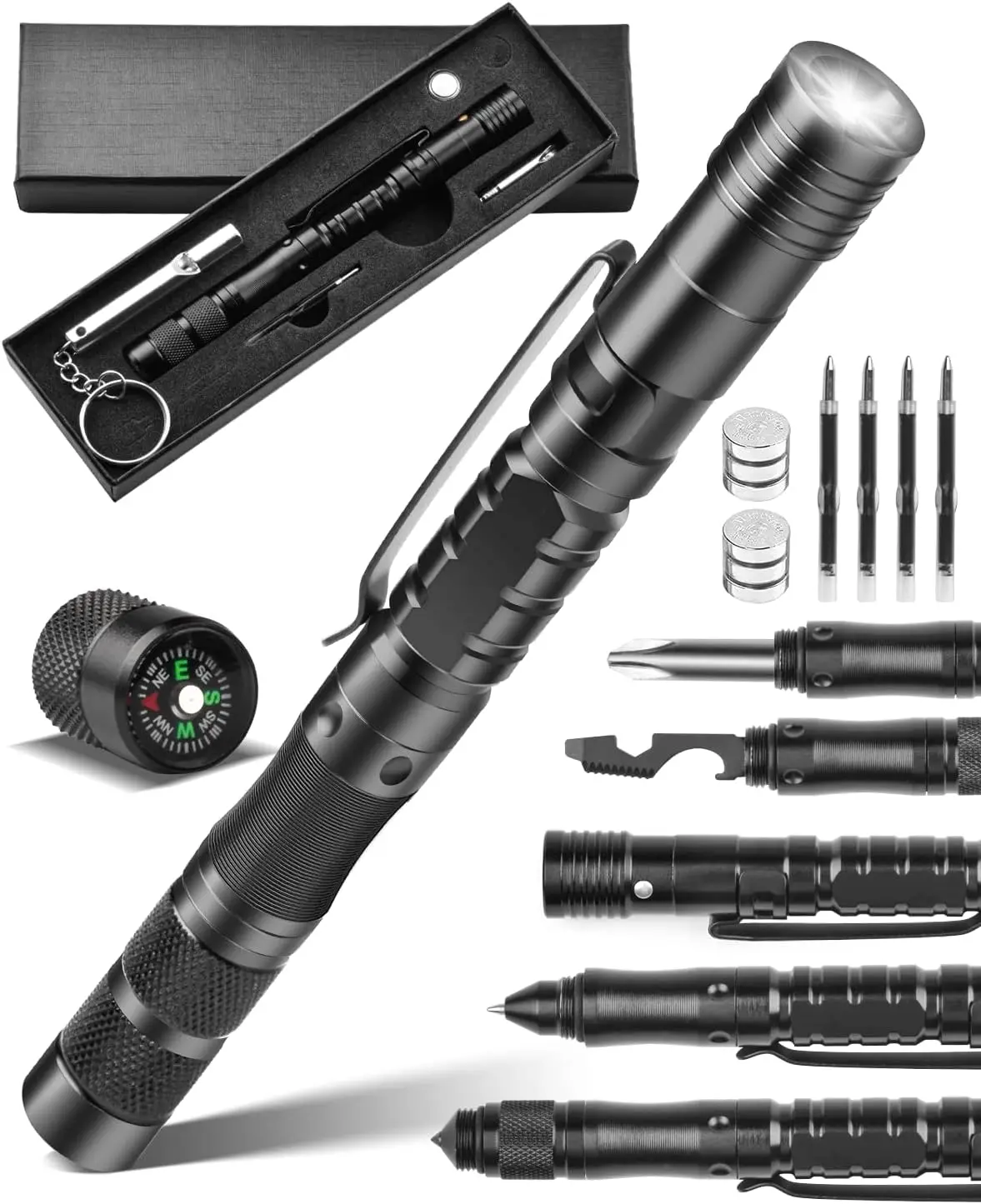 12-in-1 Tactical Pen: Self Defense Multitool, EDC Gear for Men - Glass Breaker, Flashlight, Bottle Opener, Gift for Dad Husband
12-in-1 Tactical Pen: Self Defense Multitool, EDC Gear for Men - Glass Breaker, Flashlight, Bottle Opener, Gift for Dad Husband