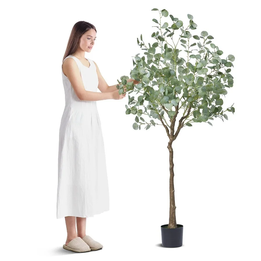 6 FT Tall Artificial Eucalyptus Tree Lifelike Green Faux Plant with PE Material Anti-Tip Tilt Protection Low-Maintenance Indoor
6 FT Tall Artificial Eucalyptus Tree Lifelike Green Faux Plant with PE Material Anti-Tip Tilt Protection Low-Maintenance Indoor