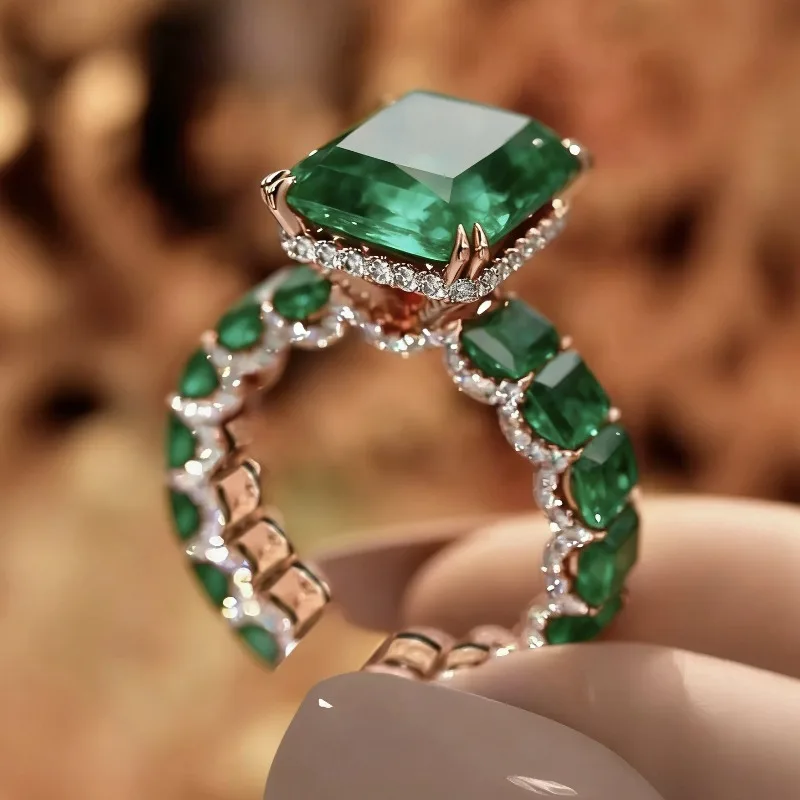 New Full Diamond Rose Gold Open Ring - Exquisite Emerald Inlaid Adjustable Elegant Women's Daily Wear Fashion Jewelry Band
New Full Diamond Rose Gold Open Ring - Exquisite Emerald Inlaid Adjustable Elegant Women's Daily Wear Fashion Jewelry Band