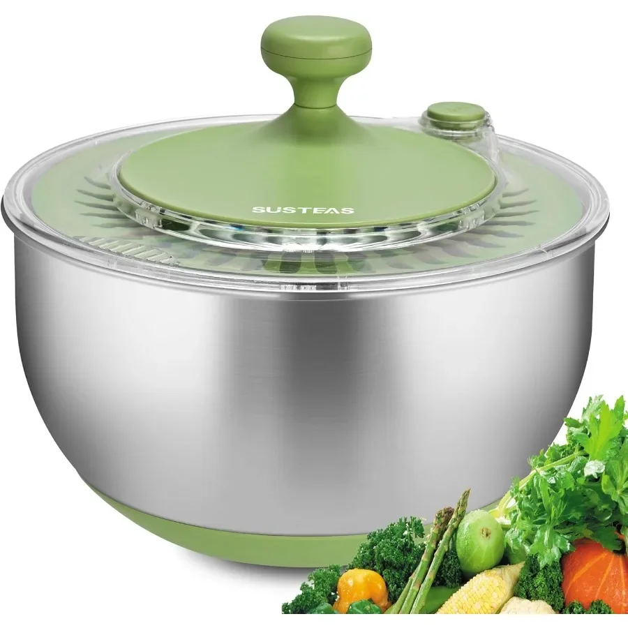 SUSTEAS Stainless Steel Salad Spinner with NonSlip Base for Efficient Vegetable and Fruit Drying Drainage Hole Design Stop Butt
SUSTEAS Stainless Steel Salad Spinner with NonSlip Base for Efficient Vegetable and Fruit Drying Drainage Hole Design Stop Butt